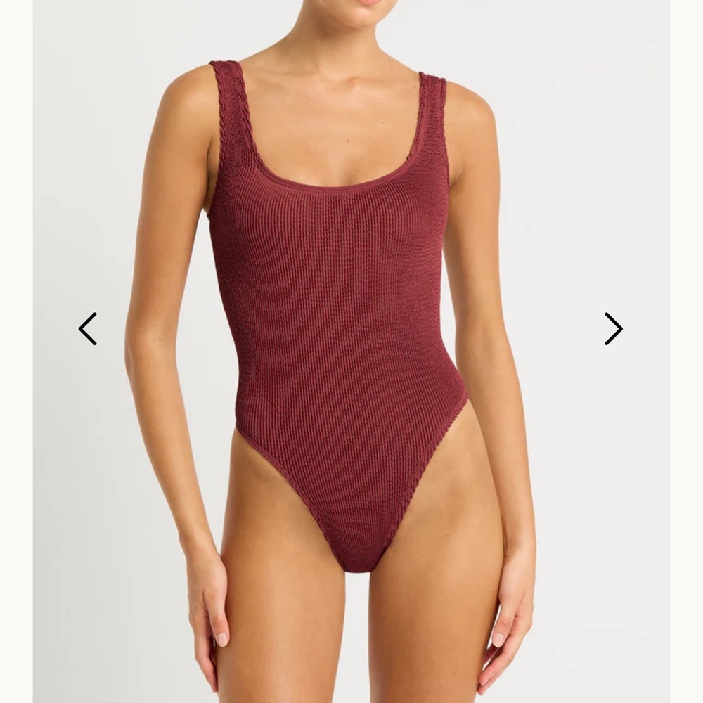 Bond-eye Red One Piece Swimsuit Scoop Neck High Cut